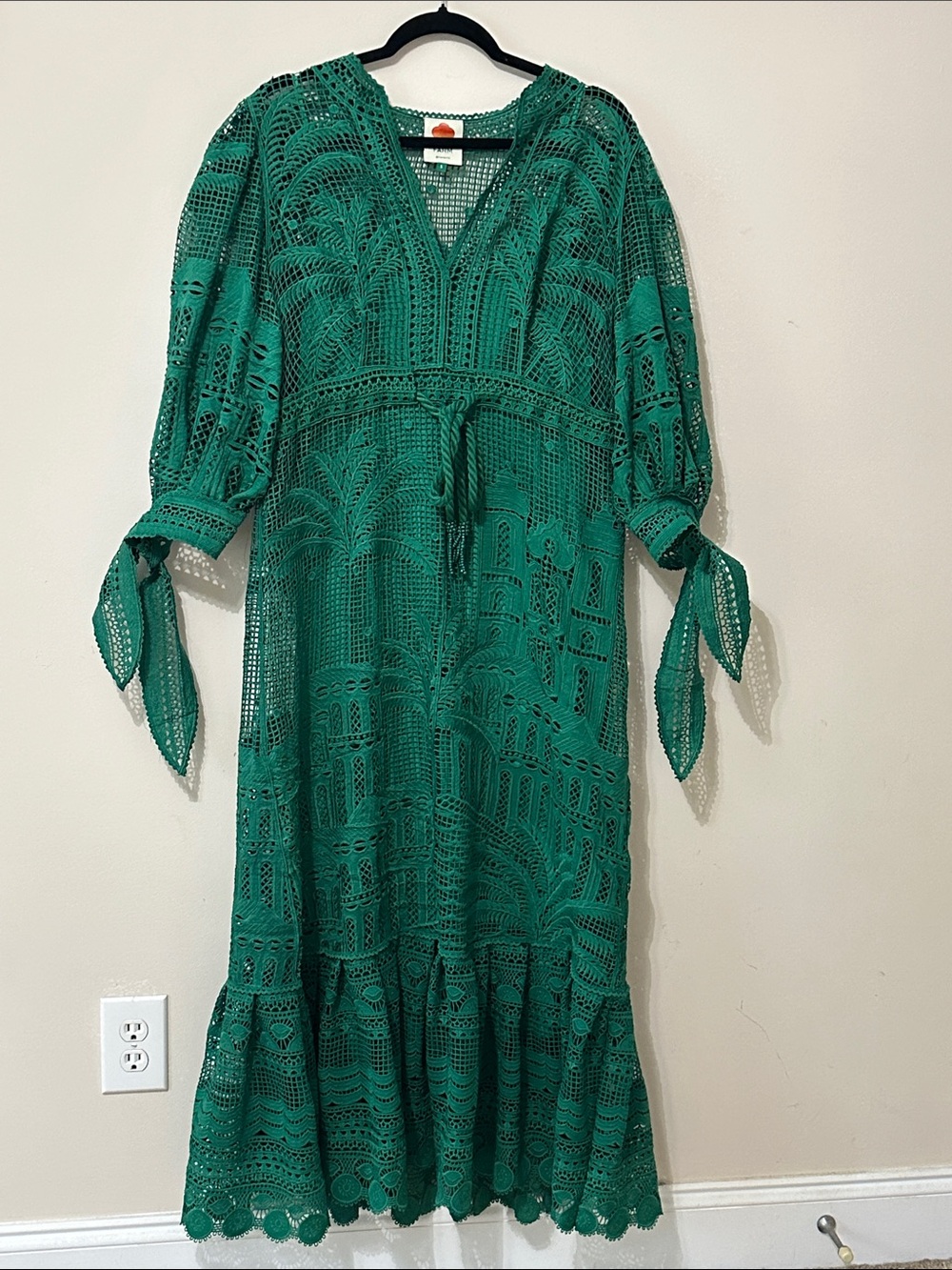 NWOT Farm Rio Green Morada Boa Guipure Dress with Slip Dress Underneath SOLD OUT - Picture 6 of 13